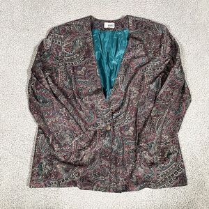 Vintage Inseperables Blazer Coat Sport Jacket Women's Peacock Paisley 90s XL